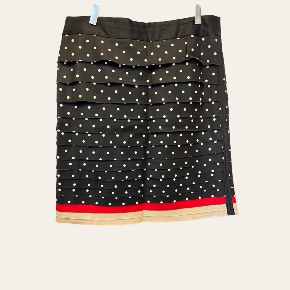 White House Black Market Navy Polka Dot Pencil Skirt Size 10